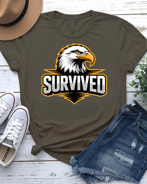 Survived Eagle Patriotic Graphic T-Shirt