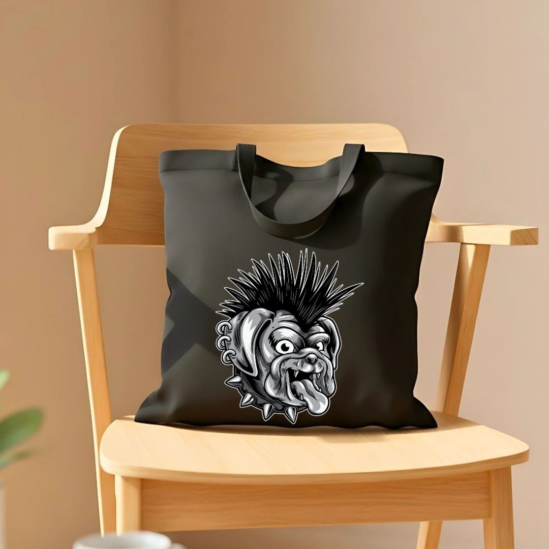 Punk Graphic Cotton Canvas Tote Bag - Anarchy Symbol Market Tote