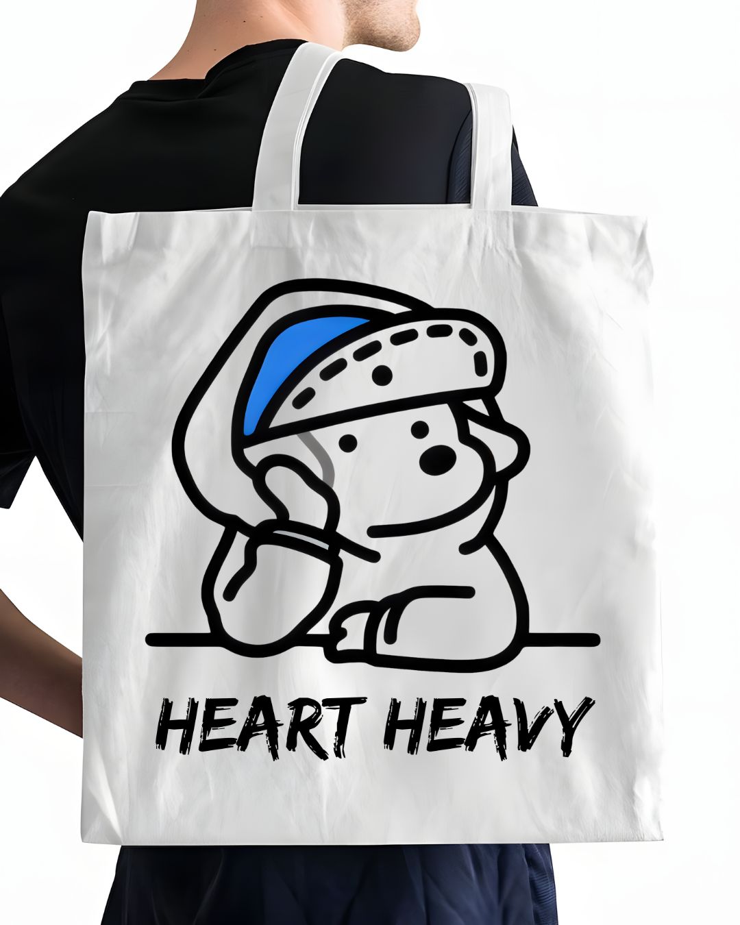 "Heart Heavy" Cute Sad Animal Meme Tote Bag