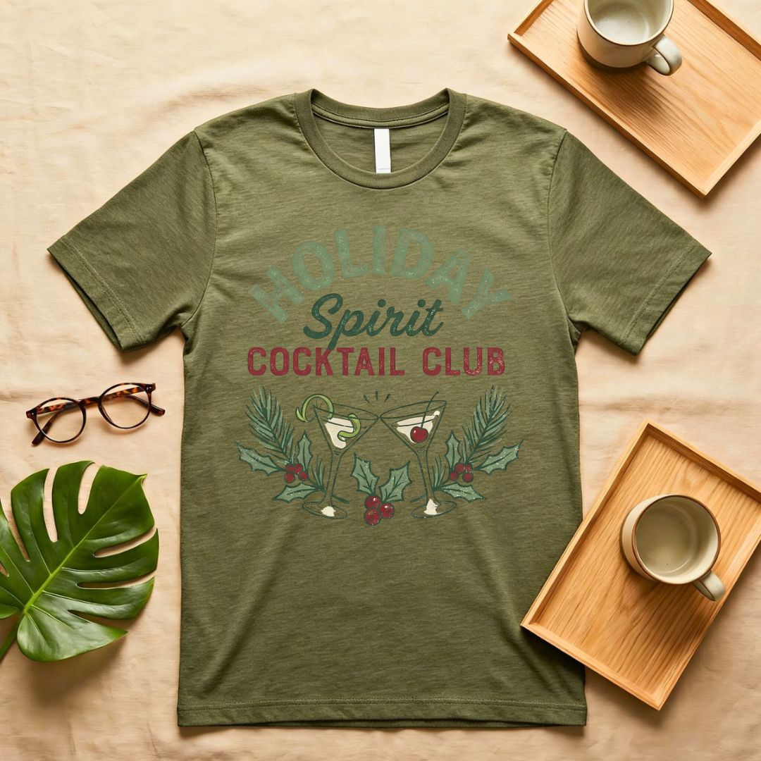 Holiday Spirit Cocktail Club Pun Humor T-Shirt