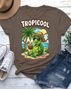 Tropicool tortoise summer tee with sunglasses graphic