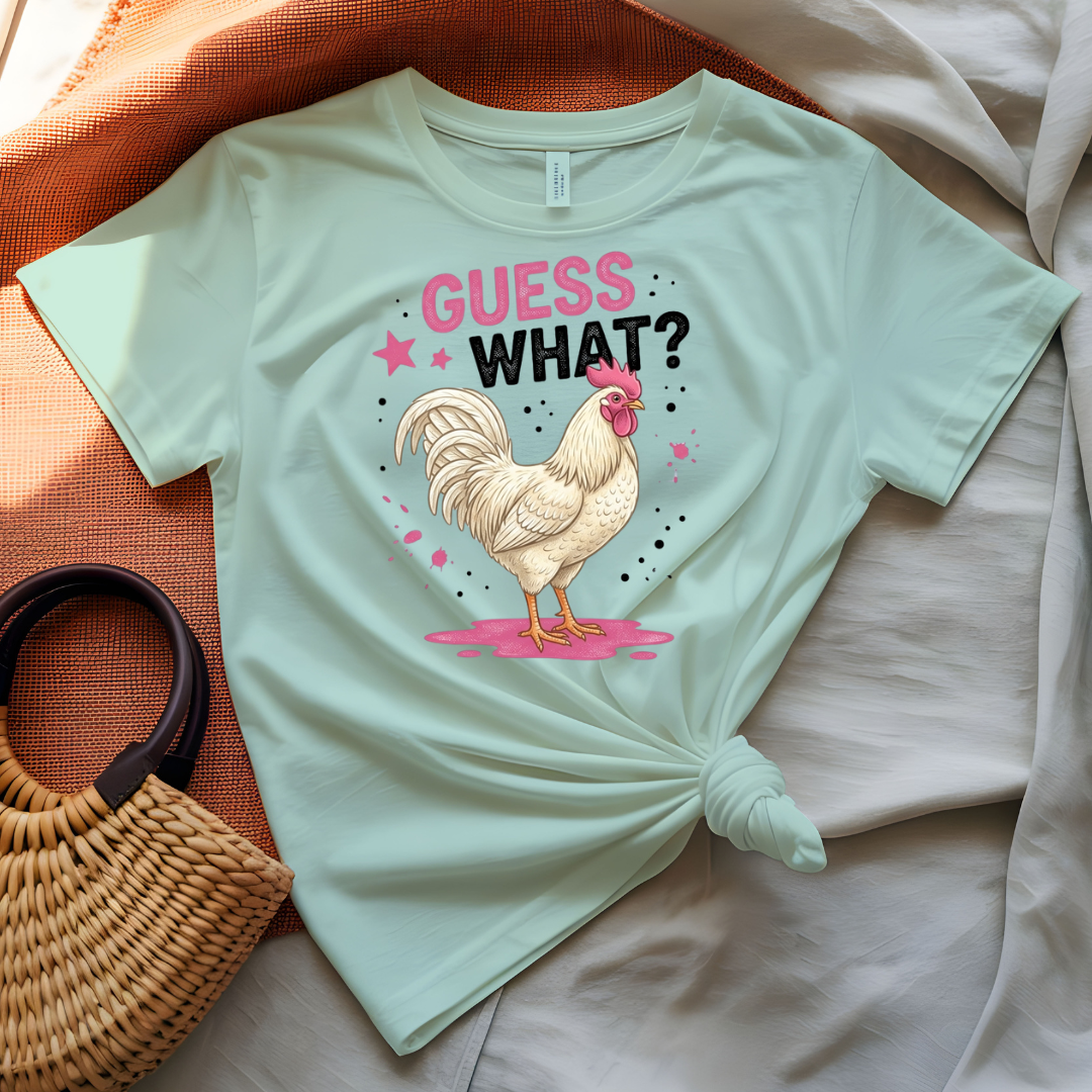 Guess What Tee with classic Chicken Butt joke and chicken graphic