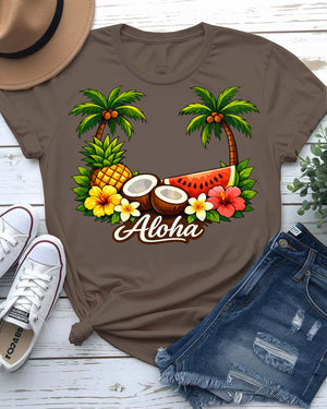 Aloha summer tee hibiscus flower tropical design