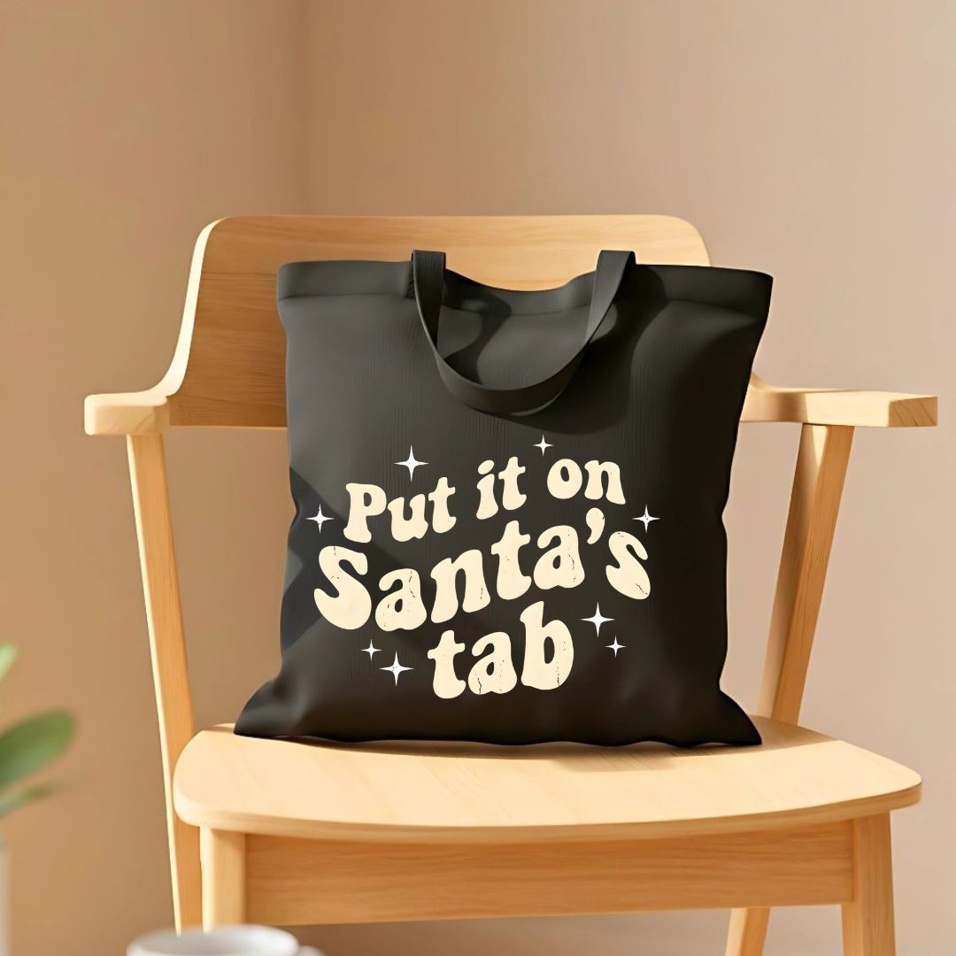 Put It On Santa's Tab Funny Christmas Shopping Tote Bag