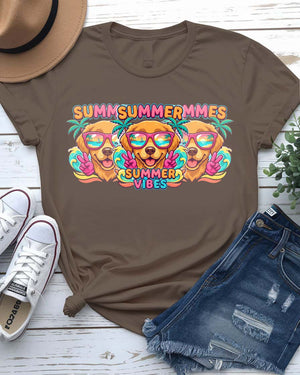 Colourful face summer vibes tee rainbow smile graphic