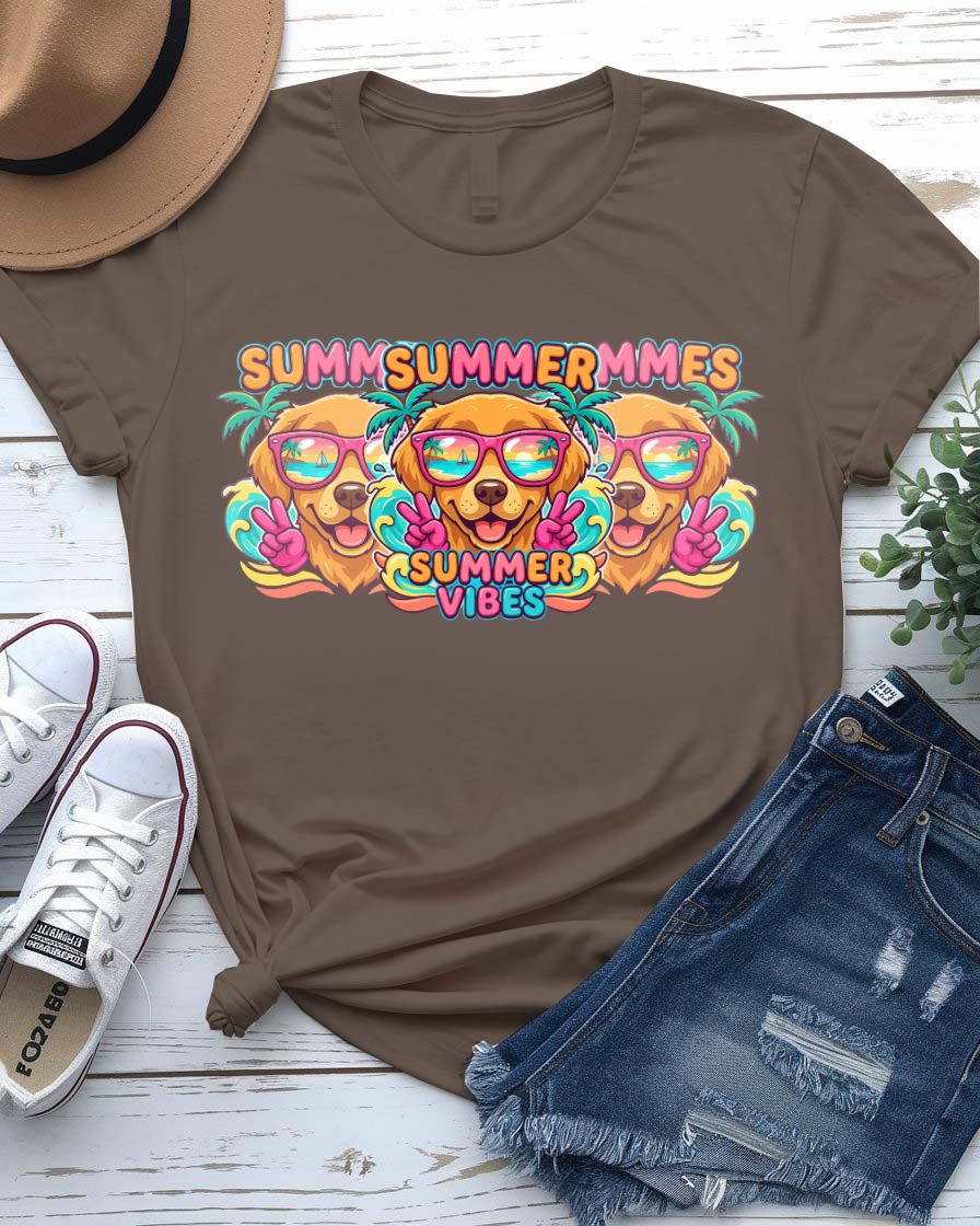 Colourful face summer vibes tee rainbow smile graphic