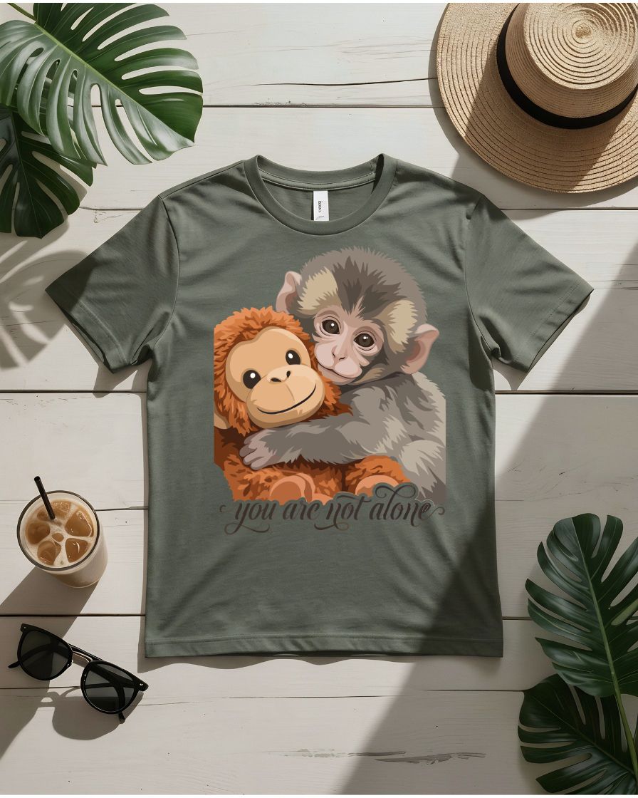 Cute monkey tee banana holding primate graphic big ears