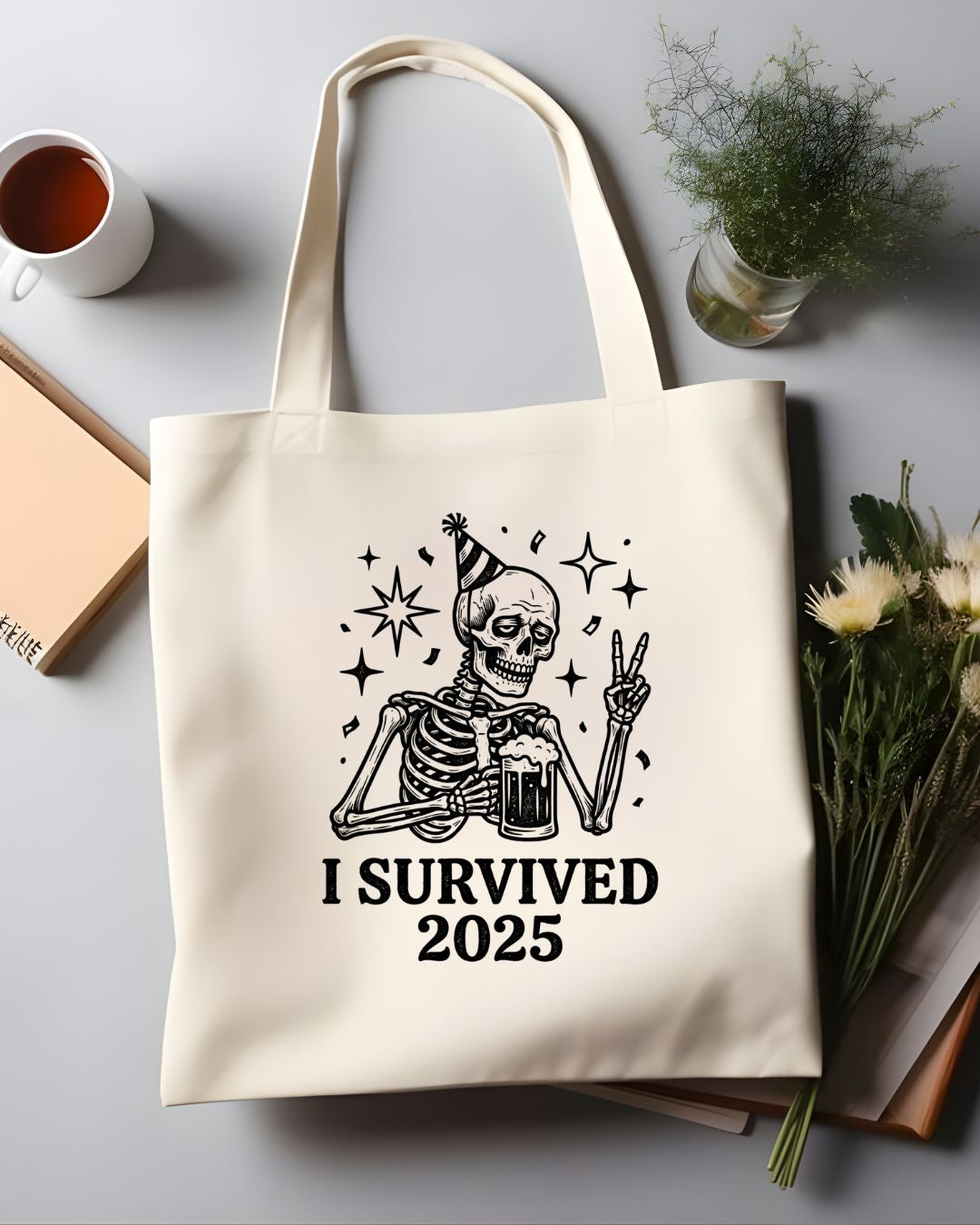 I Survived 2025 Funny Milestone Celebration Tote Bag