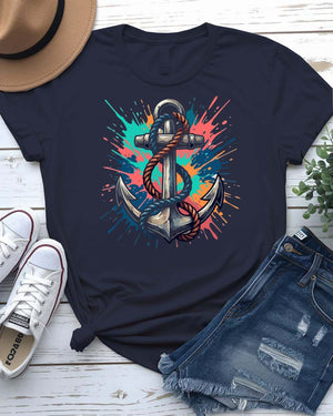 Nautical anchor design tee traditional rope wrapped anchor graphic