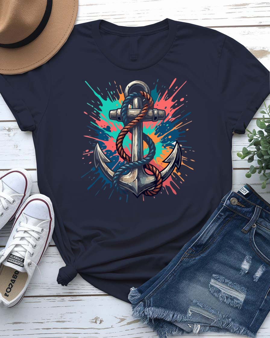 Nautical anchor design tee traditional rope wrapped anchor graphic