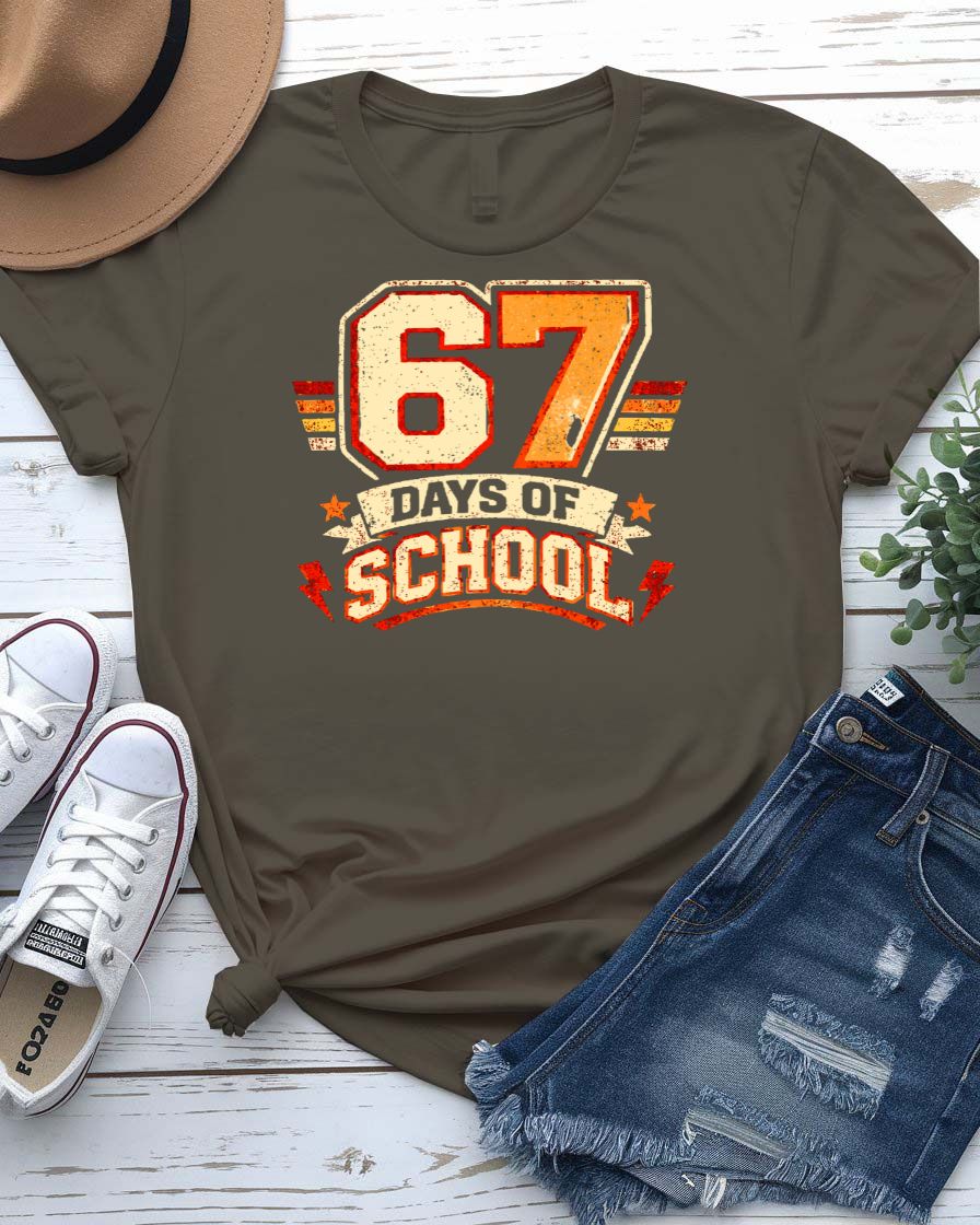 67 Days of School Celebration T-Shirt for Teachers and Students