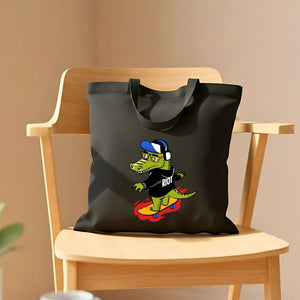 Riot Crocodile Graphic Cotton Canvas Tote Bag