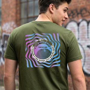 The Dark Path Streetwear Tee with lone figure walking into shadow on model