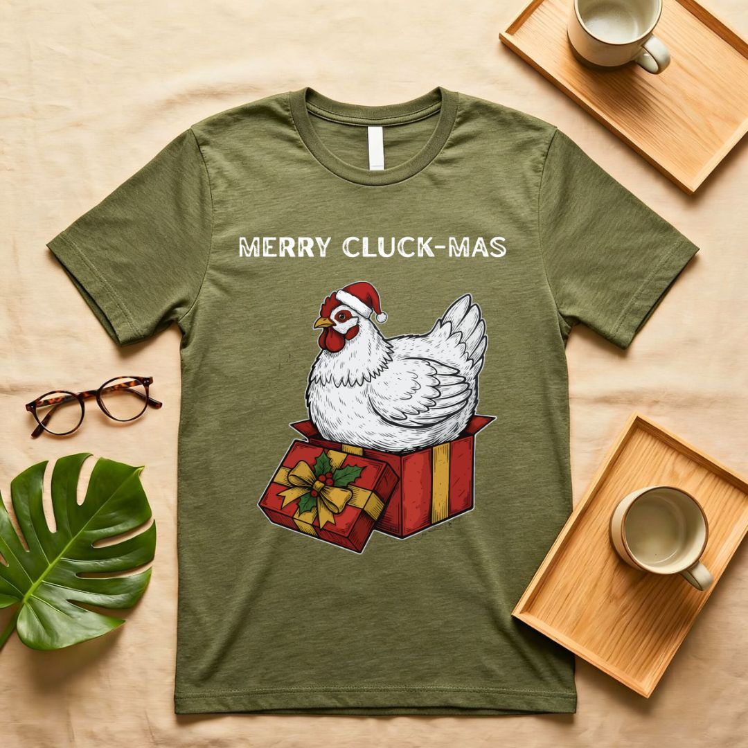 Merry Cluck Mas Funny Chicken Christmas Pun T-Shirt
