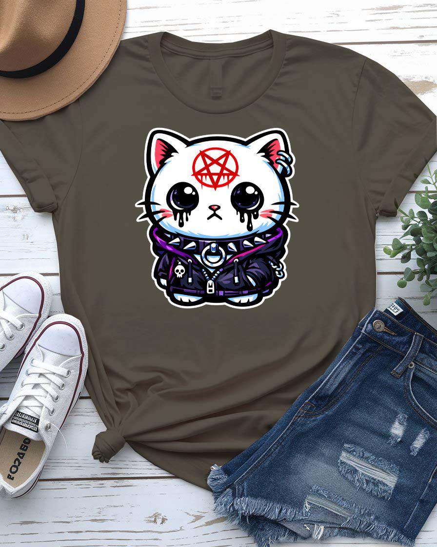 Sad Kitten Graphic Streetwear T-Shirt