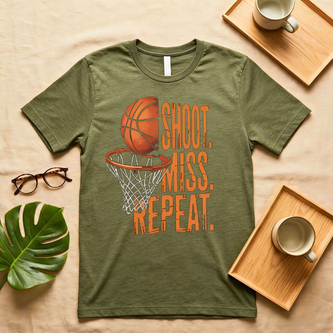 Shoot Miss Repeat Basketball Grind Motto T-Shirt