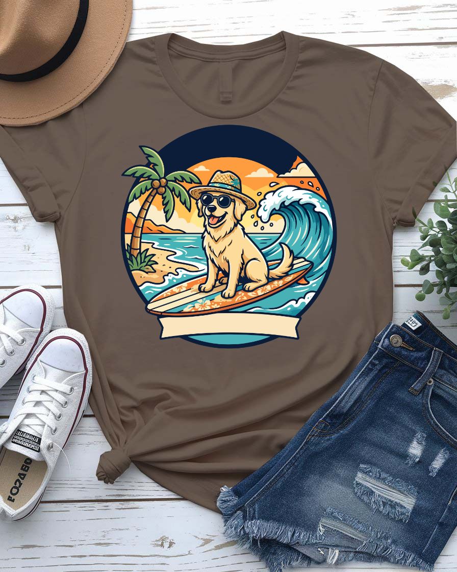 Cute dog summer tee golden retriever sunglasses graphic