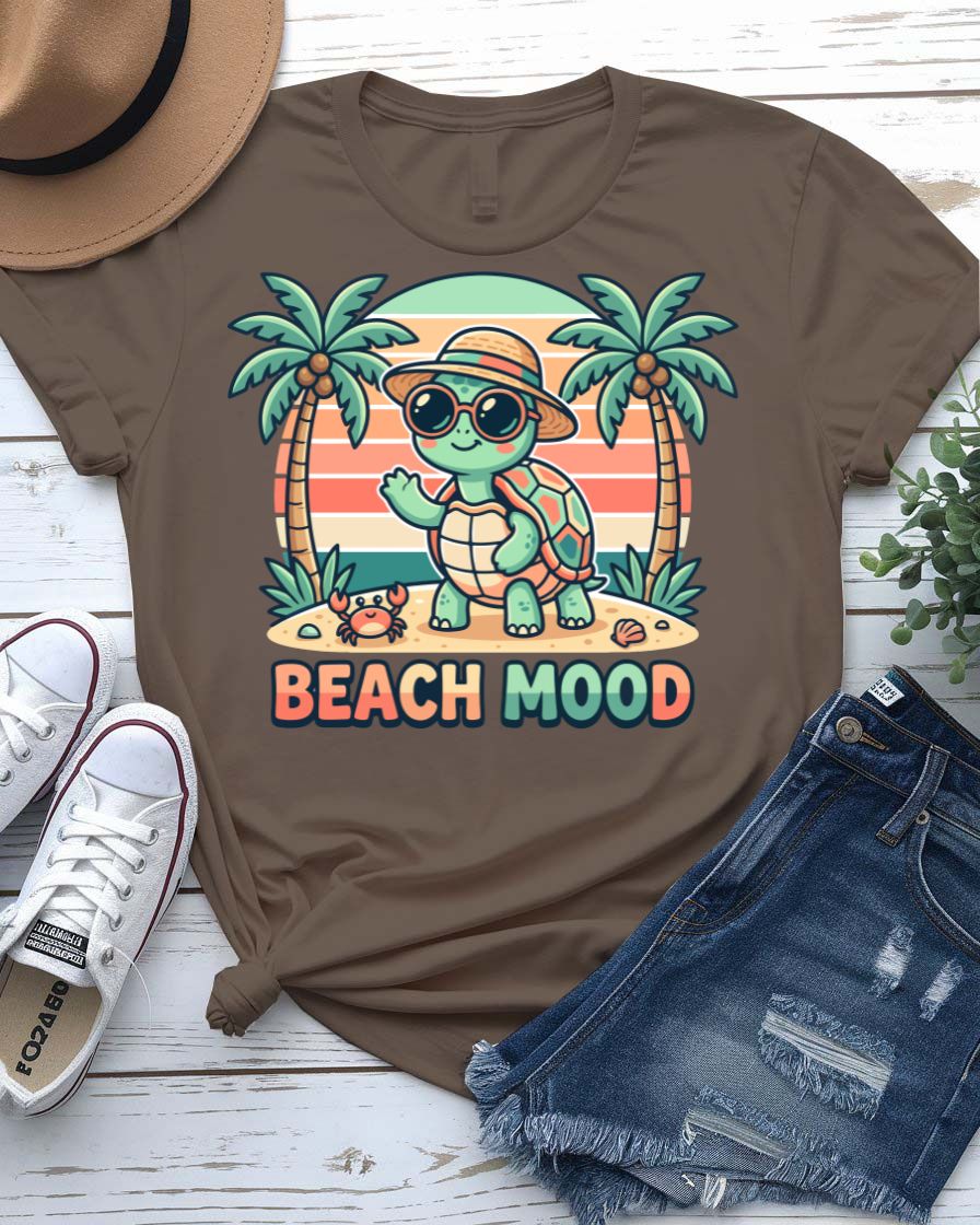Beach mood tee sunset palm tree coastal graphic