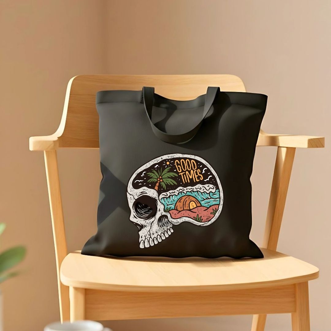 Good Times Skull Lovers Graphic Canvas Tote Bag