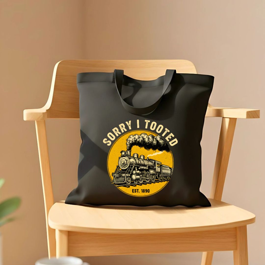 "Sorry I Tooted" Funny Train Pun Tote Bag
