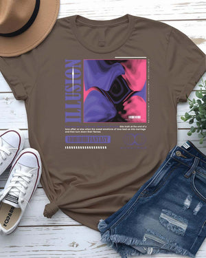 Illusion Streetwear Tee with impossible staircase optical graphic on model