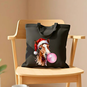 Christmas Horse Festive Equestrian Design Tote Bag