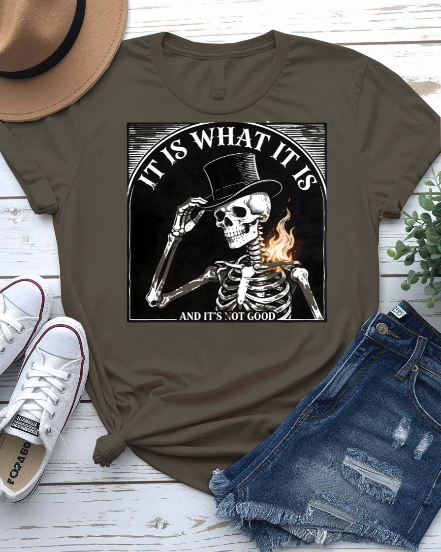Skull Lovers t-shirt with two ornate skulls embracing in a romantic design