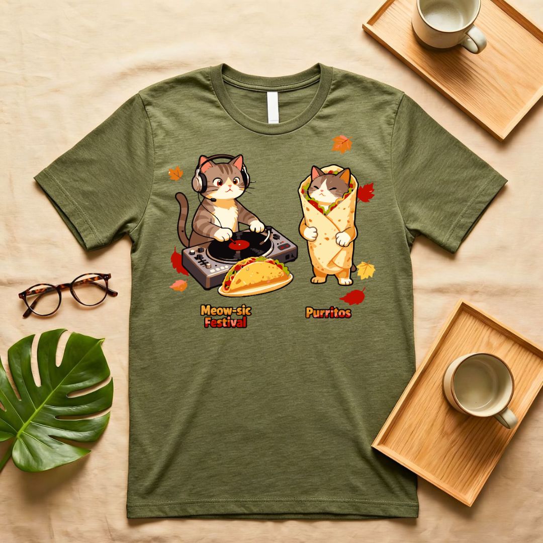 Meow-Sic Festival Vintage Cat Band Graphic T-Shirt