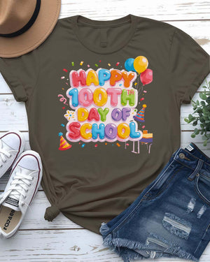 Happy 100th Day of School Celebration T-Shirt for Kids