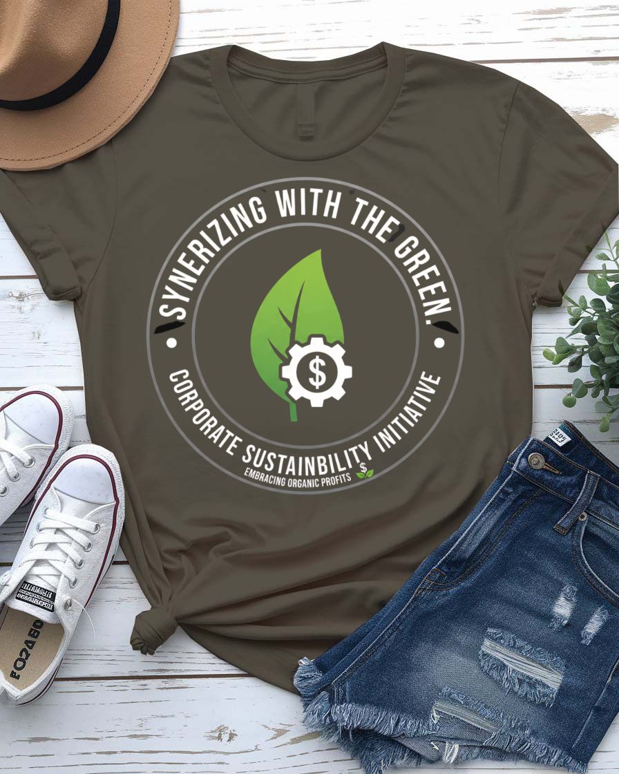 Synerizing With Green St. Patrick's Day Tee with pie chart to shamrock on model
