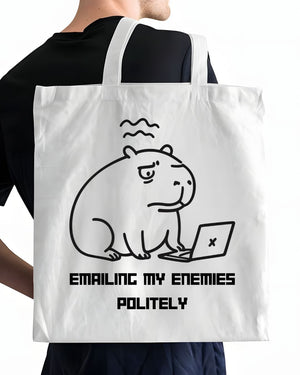 "Emailing My Enemies" Funny Animal Meme &amp; Office Humor Tote Bag