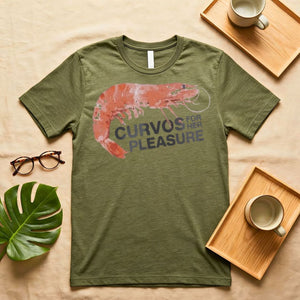 Prawn Lovers Vintage Seafood Graphic T-Shirt on Model