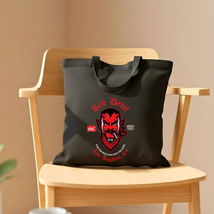 Red Devil Graphic Cotton Canvas Tote Bag