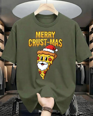 "Merry Crustmas" Pizza Holiday Pun Funny T-Shirt