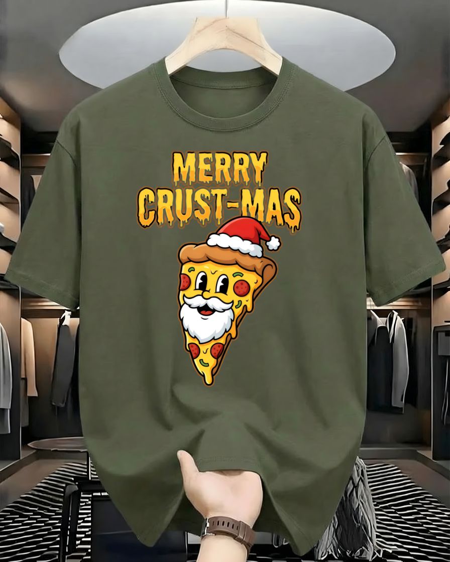 "Merry Crustmas" Pizza Holiday Pun Funny T-Shirt