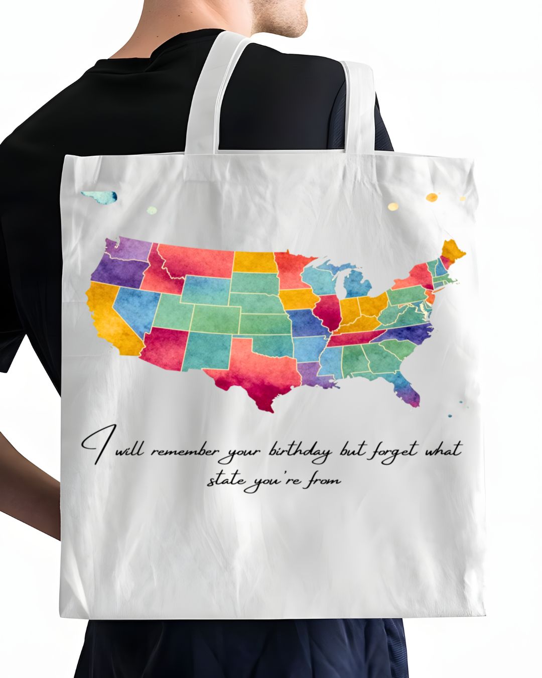 Funny United States Map Tote Bag with State Jokes