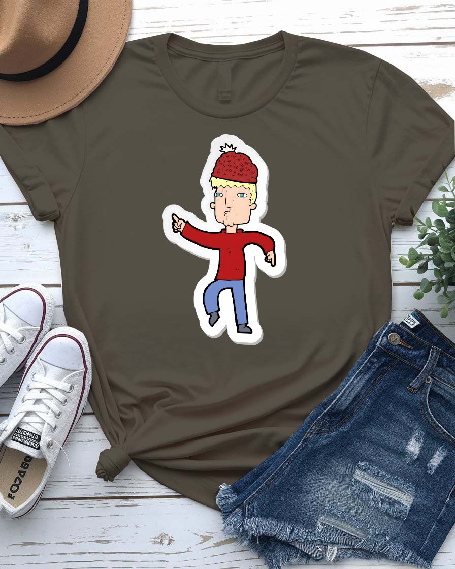 Single Man Streetwear Tee with lone grounded figure on model