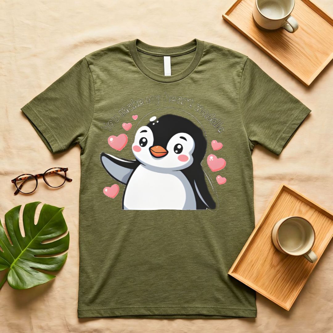 You Make My Heart Waddle Cute Duck Pun T-Shirt Couple Gift
