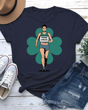 Parade St. Patrick's Day T-Shirt with festive float and crowd on model