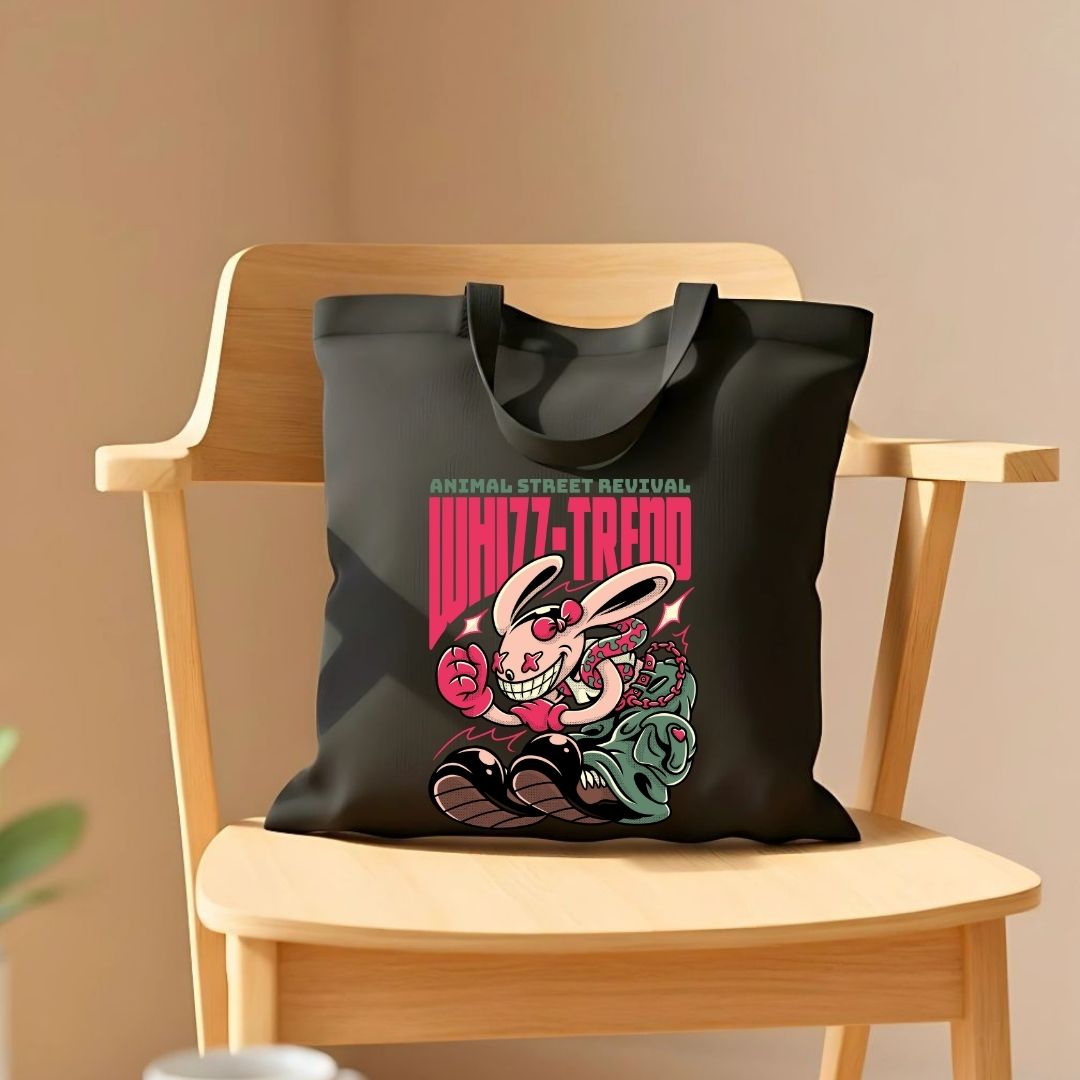 Whiz Trend Graphic Canvas Tote Bag - Modern Contemporary Tote