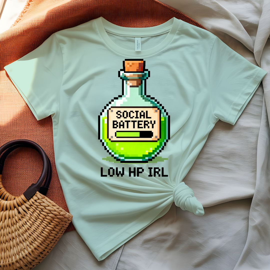 Social Battery Minimalist Text Graphic T-Shirt