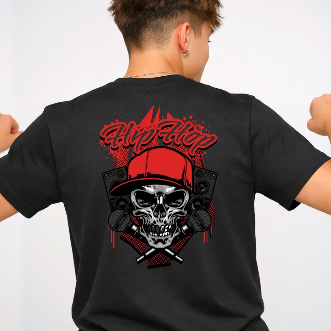 Hip Hop Skull Graphic T-Shirt Urban Streetwear