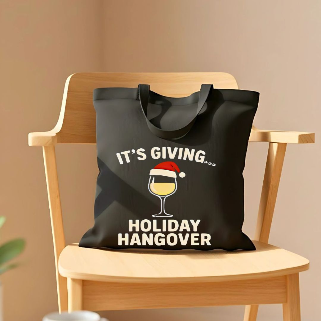 Holiday Hangover Tote Bag with Funny Post-Christmas Design