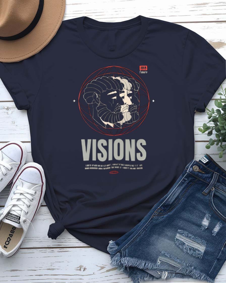 Vision Streetwear Tee with retro boxy logo on model