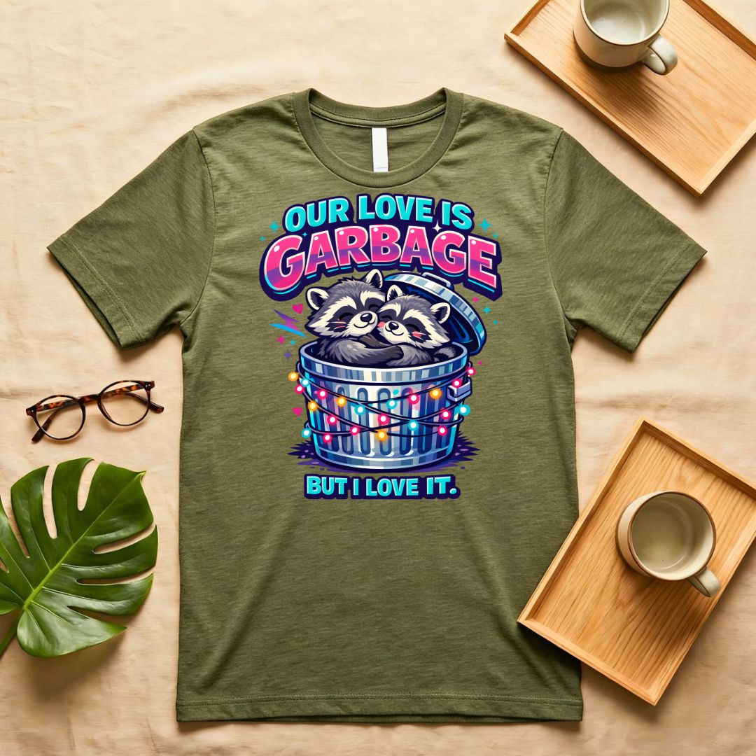 Our Love is Garage Raccoon Quirky Couple T-Shirt