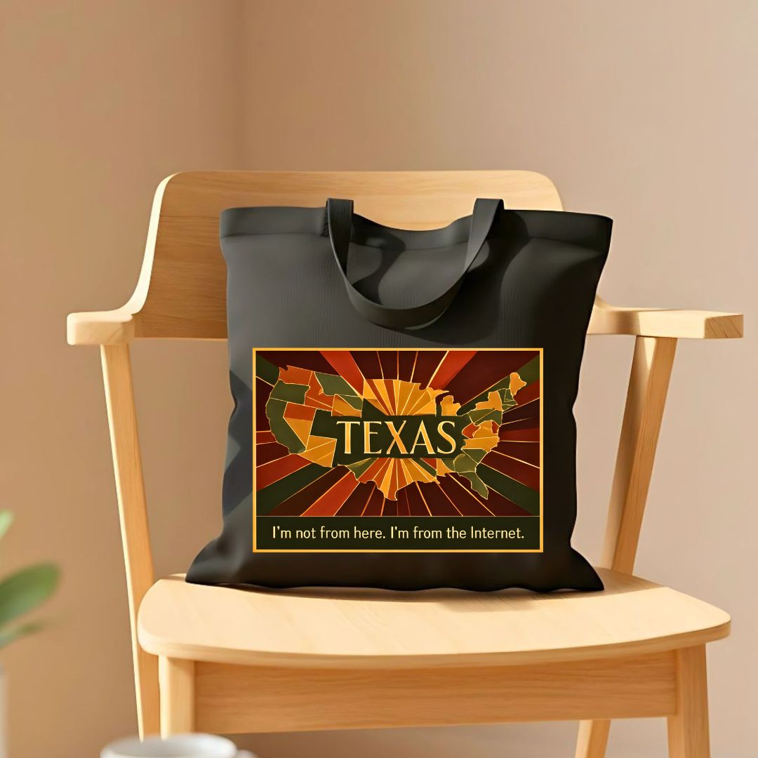 Texas Tote Bag with Lone Star State Outline Design