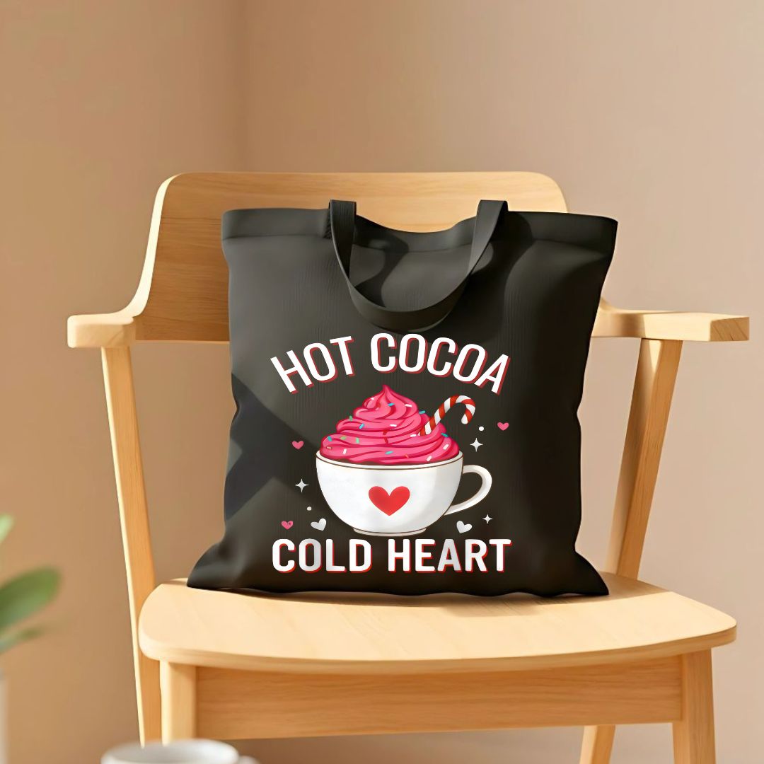 Hot Cocoa Christmas Tote Bag with Festive Mug Design