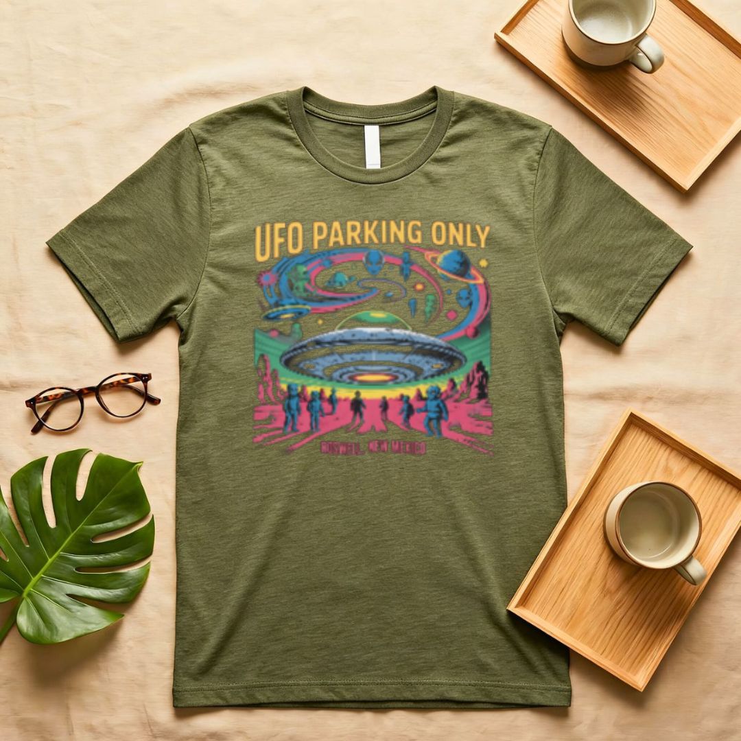 UFO Parking Only Reserved Sign Funny Meme T-Shirt