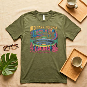 UFO Parking Only Reserved Sign Funny Meme T-Shirt