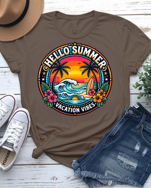 Vacation vibes summer tee out of office graphic with sun